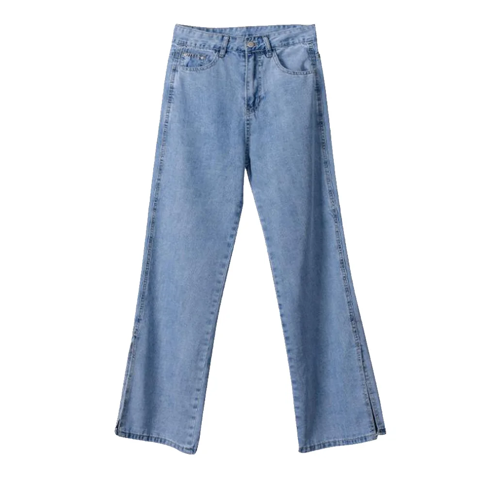 

Vintage Jeans Women 80s Loose Casual Split Bell Bottom Pants Boyfriends Mom Jeans Streetwear Denim Pants Leisure Flare Jeans