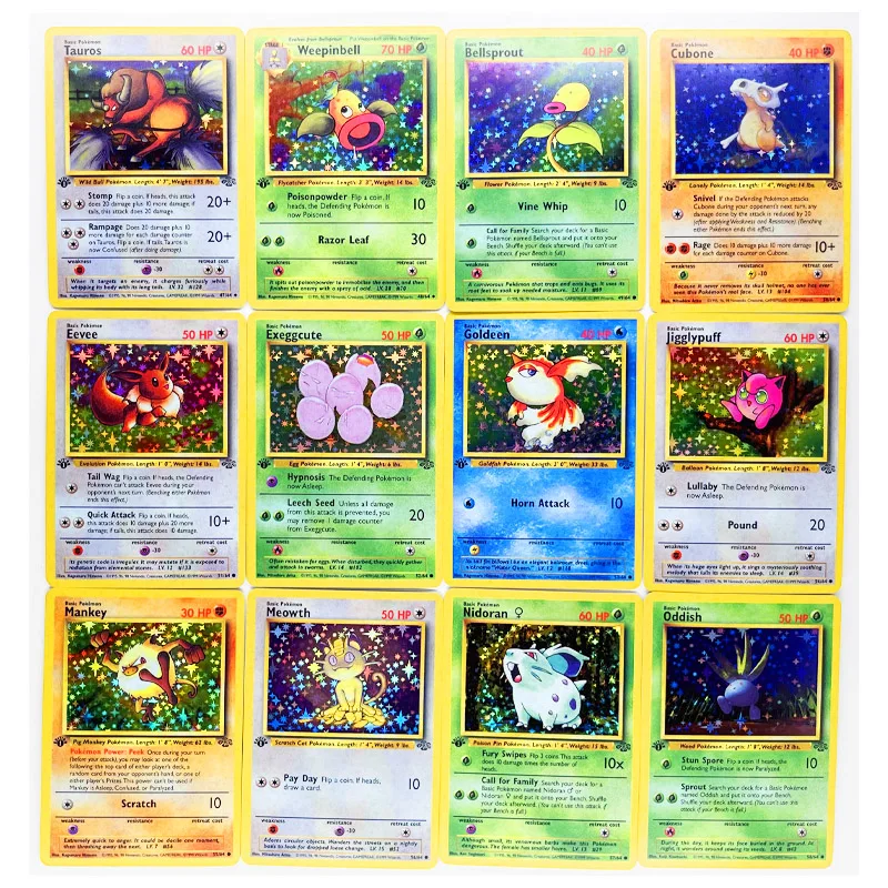 Set de 48 unids/set "Pokemon Jungle" 1997, paquete de expansi&oacute;n, reedici&oacute;n de juguetes, pasatiempos, colecci&oacute;n de juegos coleccionables, tarjetas de Anime-3