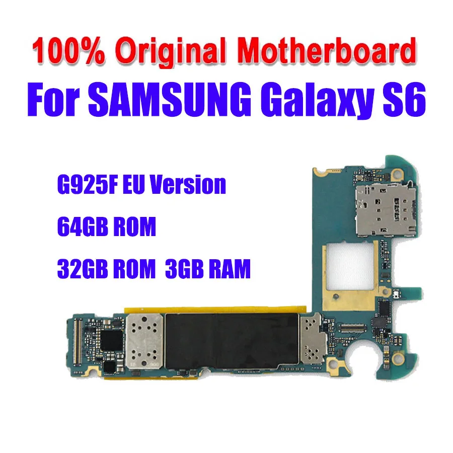 Оригинальная разблокированная основная материнская плата 32 ГБ для Samsung Galaxy S6 Edge