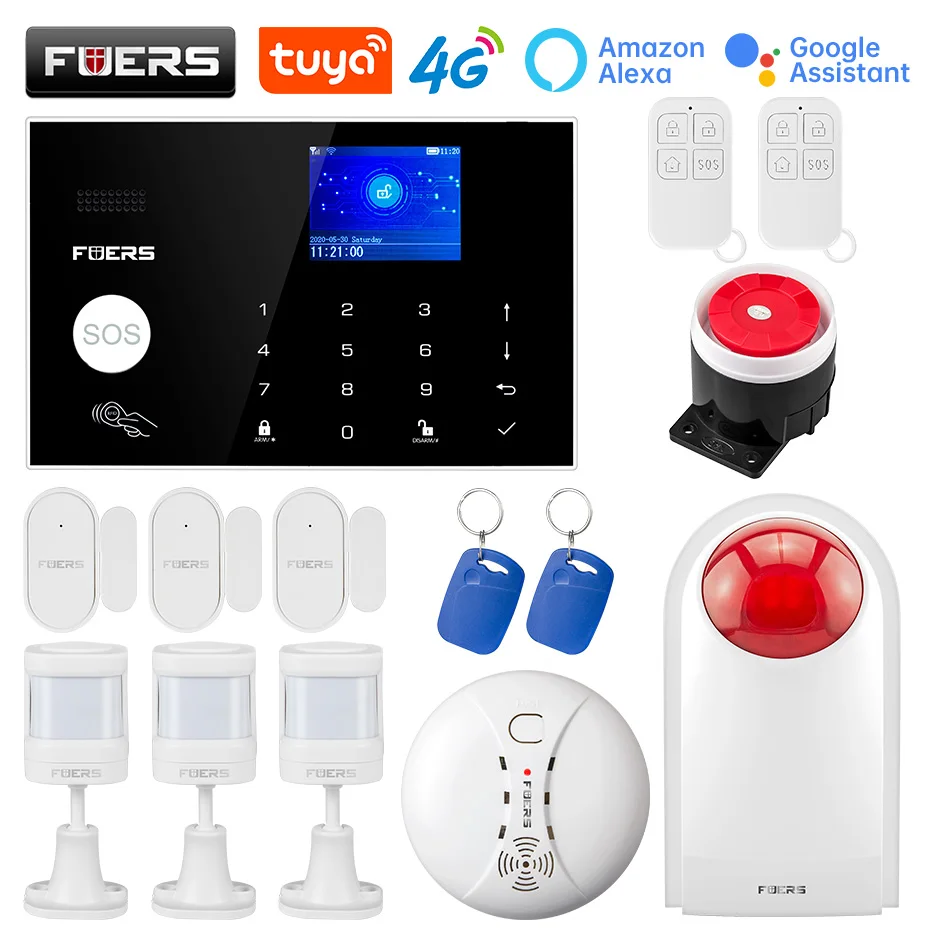 FUERS Смарт домашняя система охранной сигнализации WI-FI 4G приложение Tuya