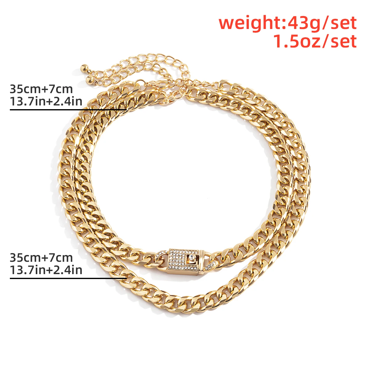 

Punk Gold Color Chunky Link Chain Necklace Vintage Aesthetic Crystal Toggle Clasp Choker Necklace Kpop Couple Jewelry Gift 2021
