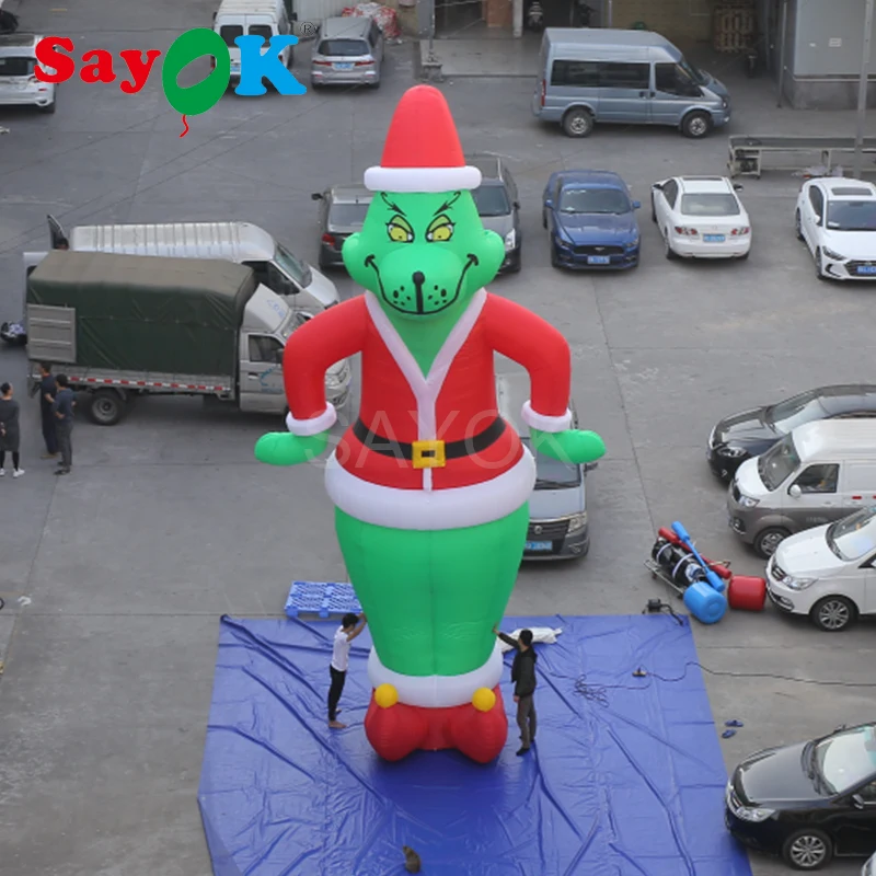 Надувной Рождественский Grinch as Santa 10 футов и 28 футов высокий Рождественский Декор с белым светильник для магазина