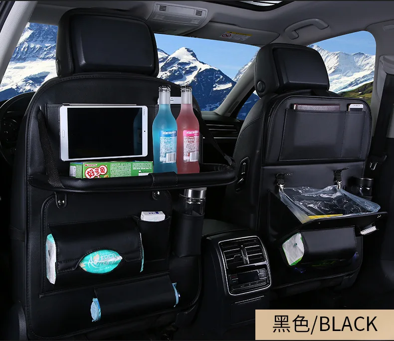 Black 1 piece Автокресло Органайзер из искусственной кожи авто сумка для хранения на спинку сиденья многоцелевой контейнер чашка iPad держатель для телефона Srorage решения - Название цвета: Black 1 piece