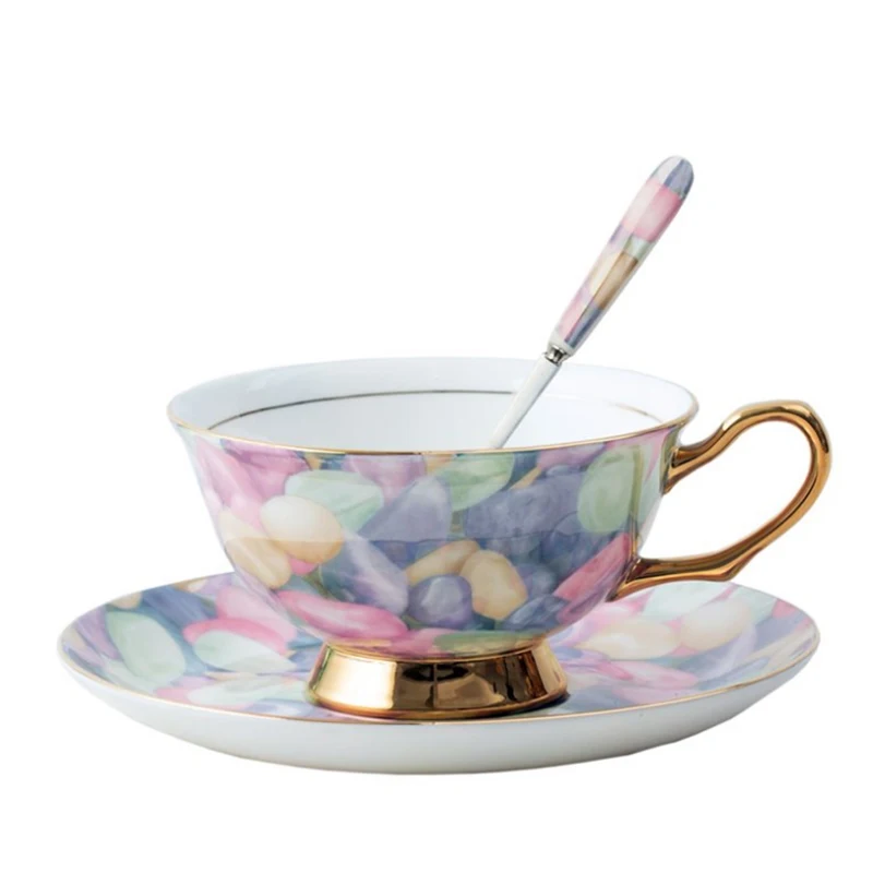 Кофейные чашки из костяного фарфора наборы цветных цветов керамические чайные и