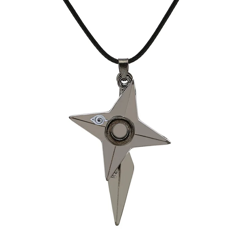 

Fashion Naruto Necklace Kunai Shuriken Dart Weapon Konoha Logo Uzumaki Naruto Pendant Leather Rope Ninja Necklace Cosplay Props