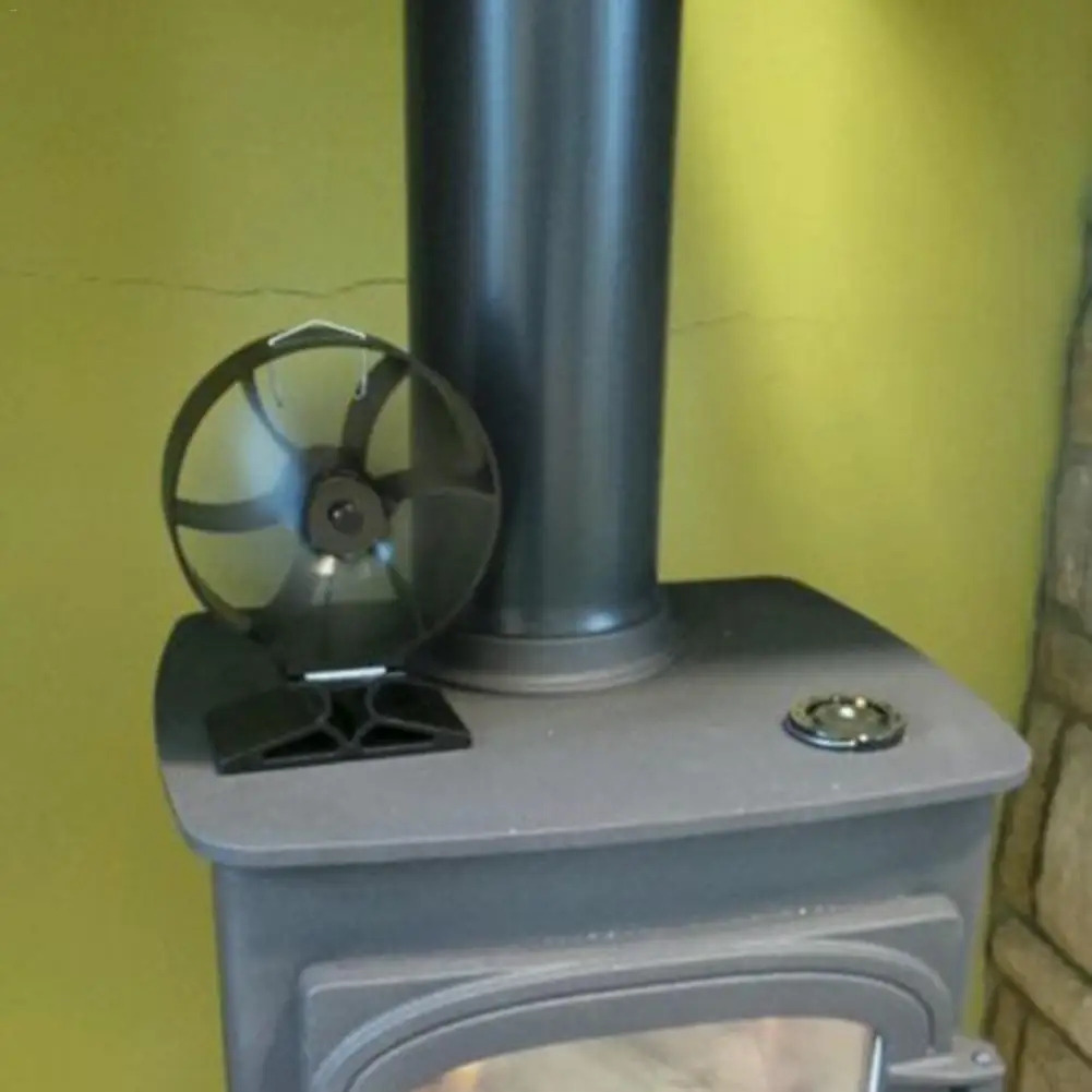 4 лезвия Вентилятор для печи работающий от тепловой энергии древесных бревен
