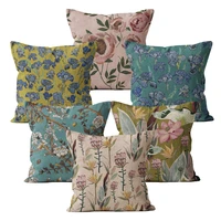 plant retro cushion cover blue home decor 4040 45x45 decorative flower pink pillow case for sofa pillowcase decoration