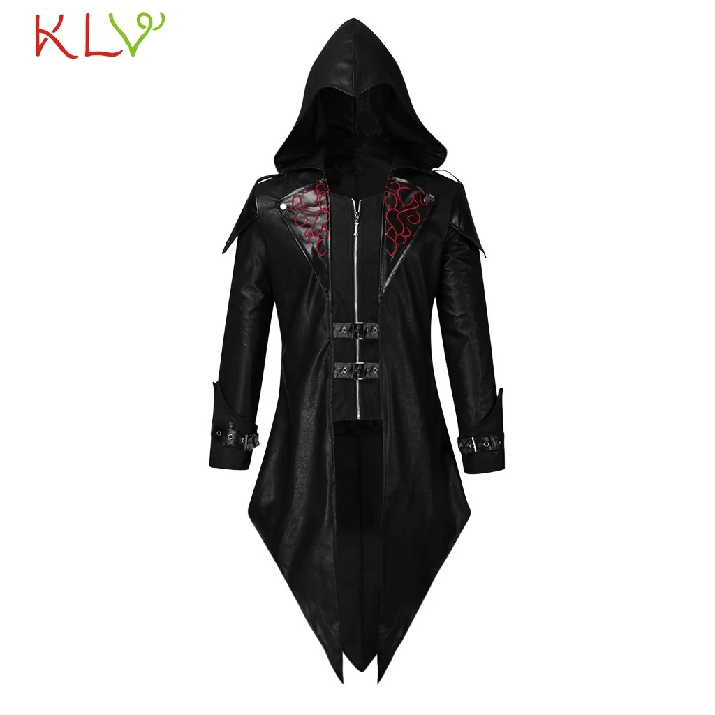 Зимняя мужская куртка из искусственной кожи Готическая панк Толстовка форменная