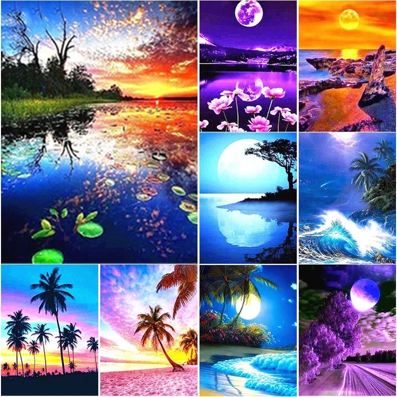 

New 5D Diy Scenery Diamond Painting Sea View Diamond Embroidery Cross Stitch Full Square Round Drill Art Home Decor Manual Gift