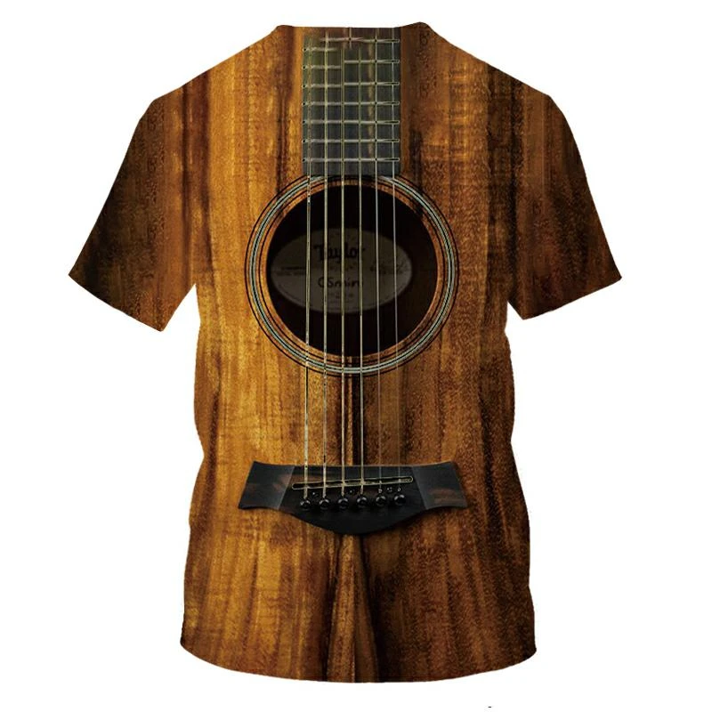 

Drop ship 3D printed tshirt O-neck short-sleeved rock Musical Instrument T-shirt guitar drum piano Asian size 6XL Orchestra gym
