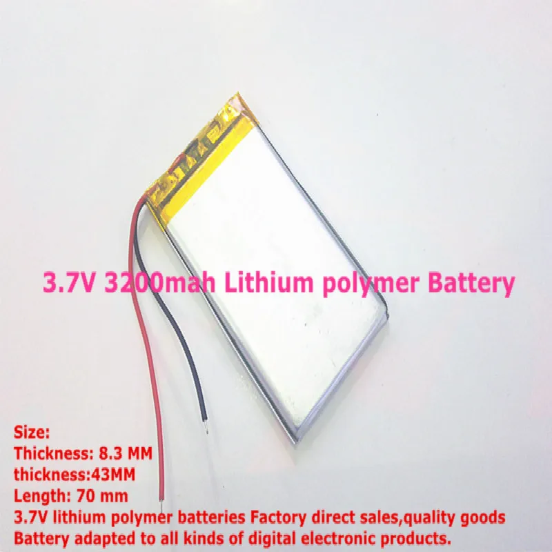 Лучший размер батареи 834370 3 7 V 3200mah литий-полимерный аккумулятор с защитной доской
