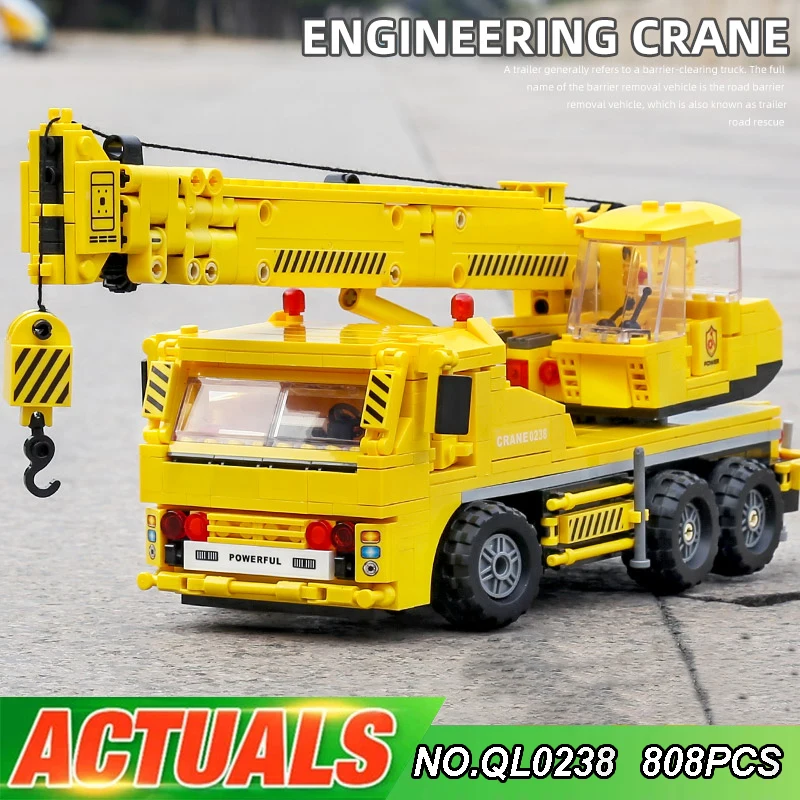

ZHEGAO QL0238 Construction Truck Crane Assembly Modular Building Blocks Bricks Model DIY Children's Puzzle Toys Christmas Gift