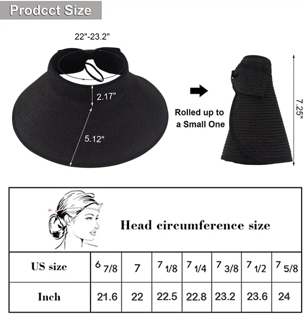 New Women Roll Up Sun Visor Wide Brim Straw Hat Summer Foldable Packable UV Protection Cap for Beach Travel Bonnet 4