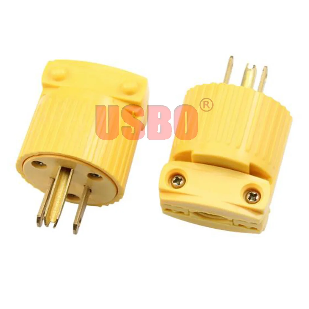 Желтый Американский 15 А 125 в NEMA 5-15P 3-полюсный съемный штекер с защитой от