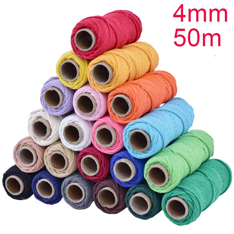 1 шт. веревка для макраме 4 х50 м 100% хлопок|Шнуры| |