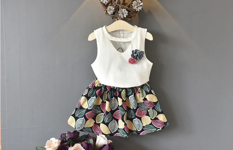 Костюм для девочек летняя рубашка без рукавов в Корейском стиле шорты комплект