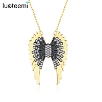 luoteemi animal long chain necklace men one piece kpop eagle feather black stones for male gargantilla mujer fashion jewelry