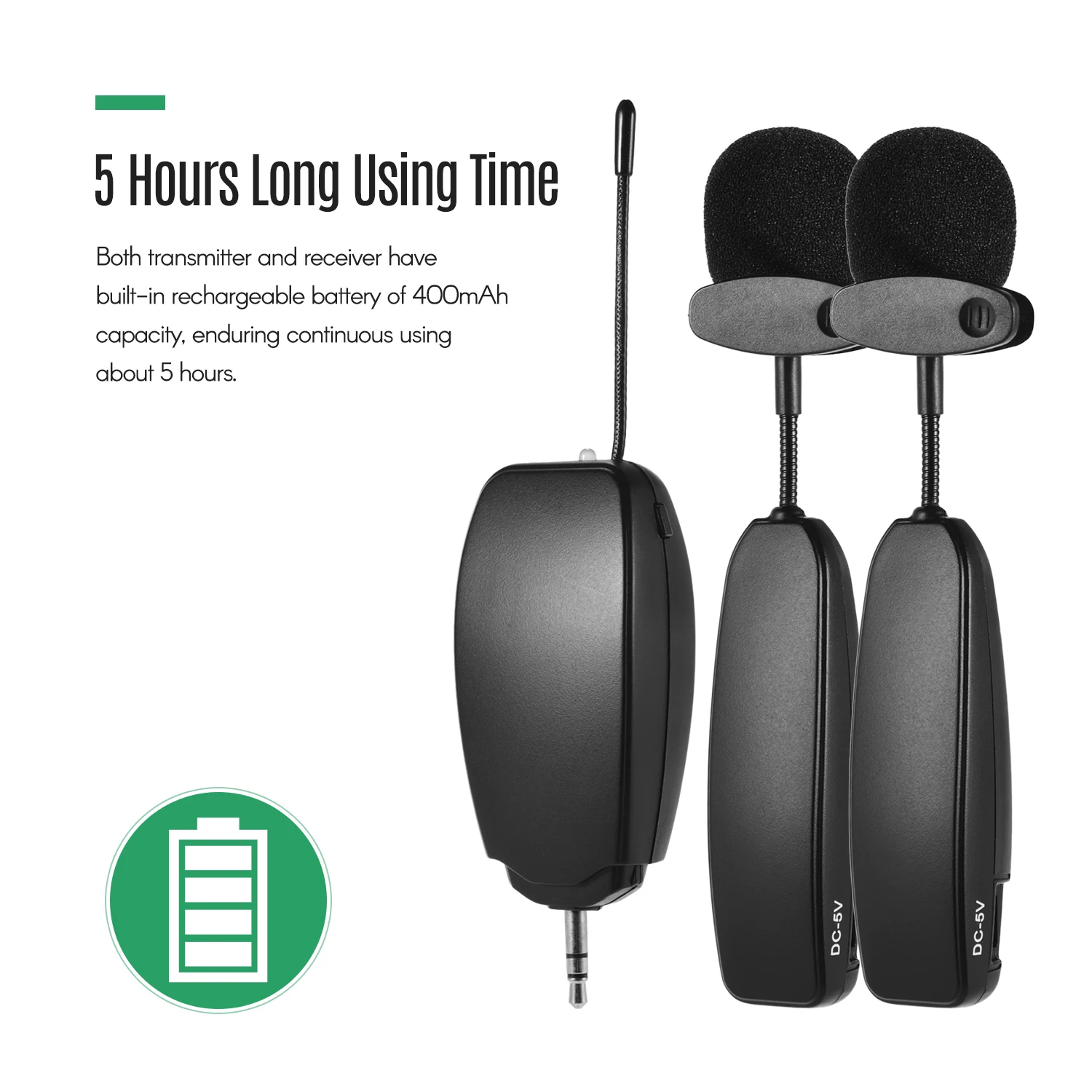 Quality Wireless UHF Microphone System 2 Transmitter and 1 Receiver Lapel Mics for Smartphone Computer Speakers Voice Amplifier | Спорт и