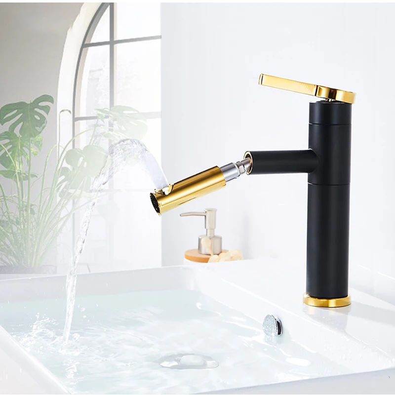 

NEW Latest Hot Sale Basin Faucet Cold Hot Water Mixer Tap Blacl White Pullout Spray Faucets Kitchen Bath Tap