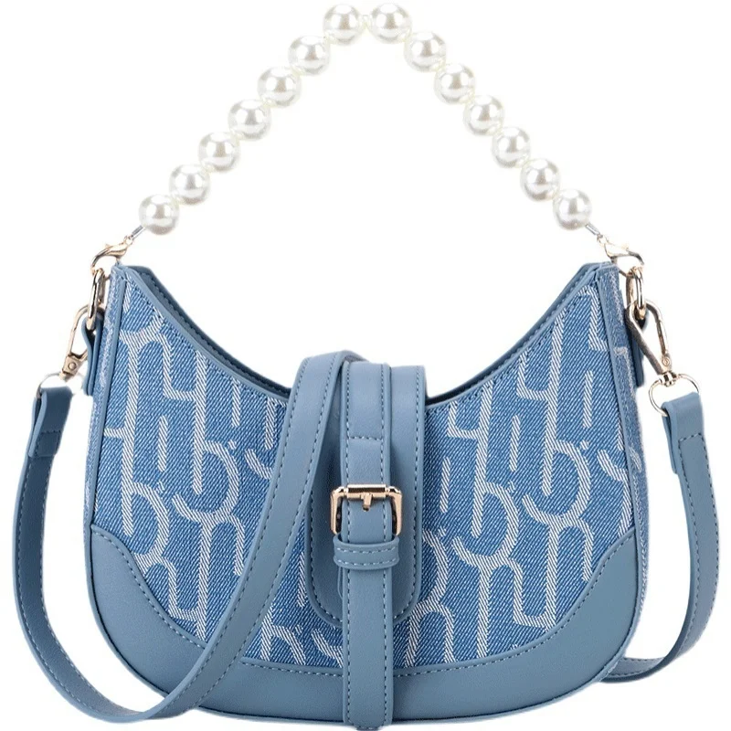 

Портативная женская сумка, новая простая и модная сумка для пельменей, сумка-мессенджер на одно плечо с жемчужной цепочкой