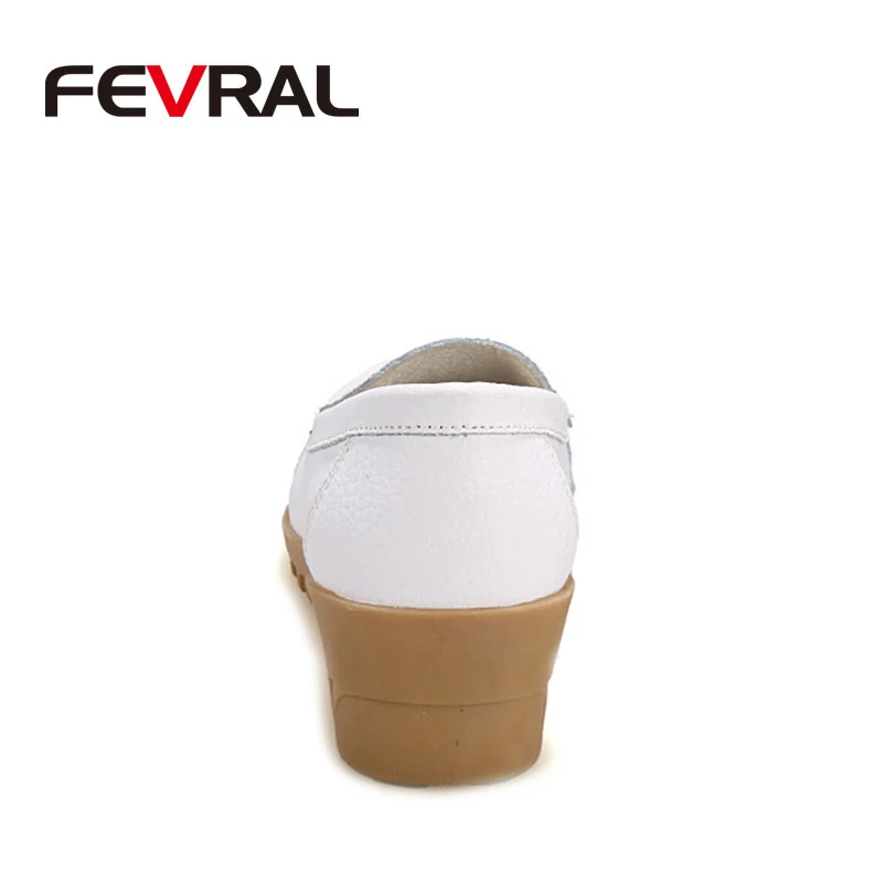 FEVRAL женская обувь модные мягкие кожаные женские туфли на плоской подошве летние