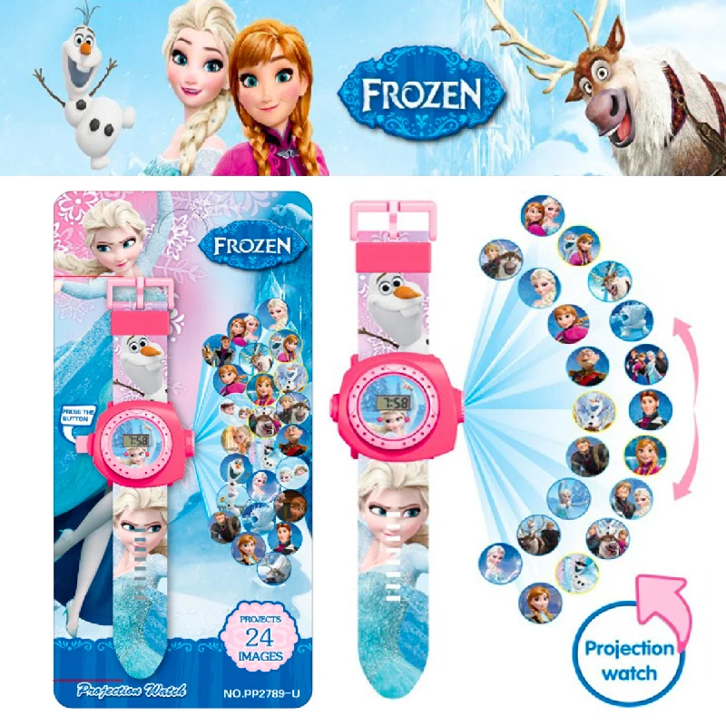 Disney Frozen Mickey Minnie 20 Figure Children's Cartoon Projection Electronic Watch Snow Princess Boys and Girls birthday Gifts