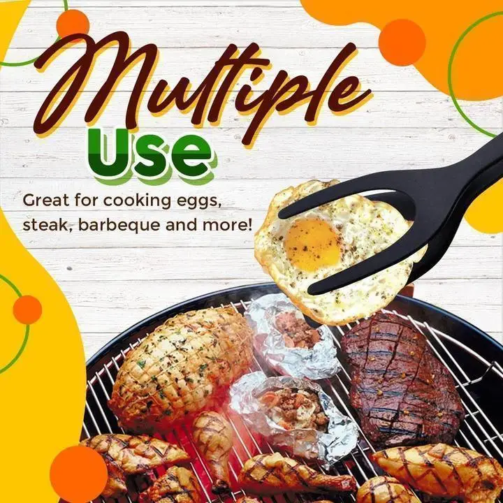 

2 In 1 Grip Flip Tongs Egg Tongs French Toast Pancake Egg Clamp Omelet Fried Egg Barbecue Spatula Accessories