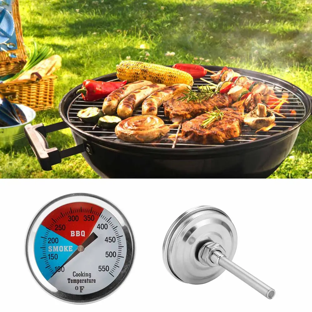 

1PC BBQ Thermometer Gauge Barbecue Grill Wood Smoker Charcoal Heat Indicator Stainless Steel Temp Gauge For BBQ Kitchen