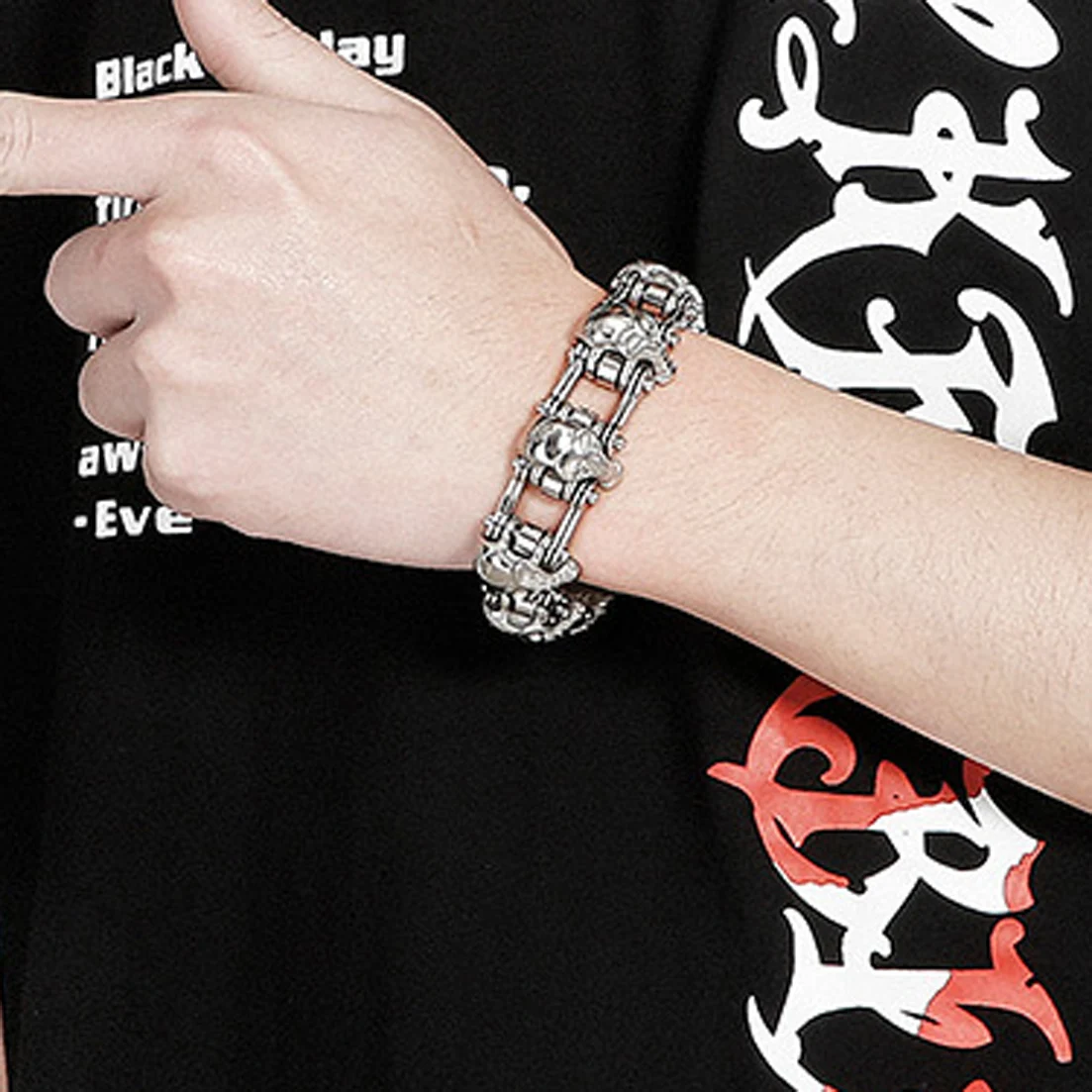 

Stainless Steel Skull Biker Chain Bracelet Mens Bracelet Link Chain Motorcycle Bicycle Style Bangle Fashion Punk Bangles Jewelry