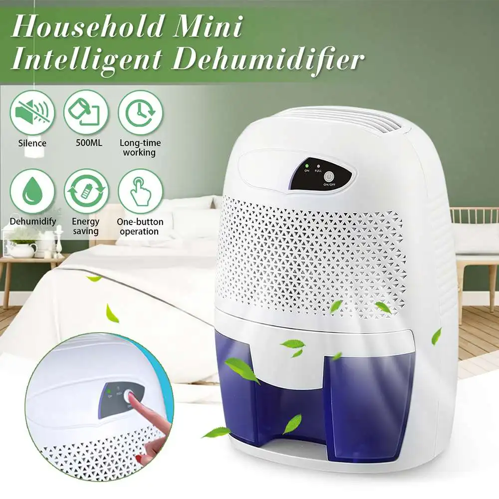 Mini Dehumidifier Air Dryer Moisture Absorber Electric Cooling with 500ML Water Tank for Home Bedroom Kitchen Office | Бытовая техника