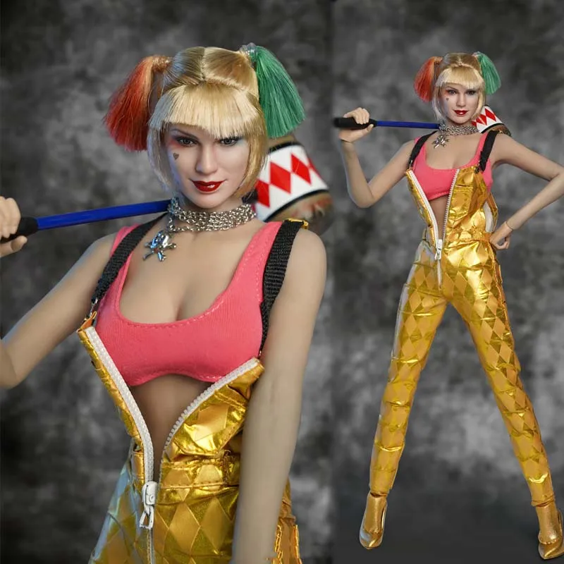 

SUPER DUCK SET048 1/6 Scale Collectible Female Cosplay Clown Joker Girl Head Sculpt Costume Suit Accessor for 12'' S09C Body 79.