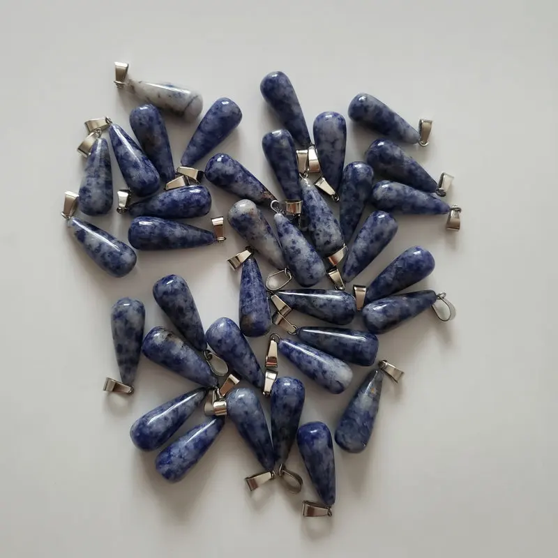 sodalite stone Горячая Мода натуральный камень кулон в форме капли воды Кулон Смешанные ожерелья для изготовления ювелирных изделий Шарм 50 шт./лот - Окраска металла: sodalite stone