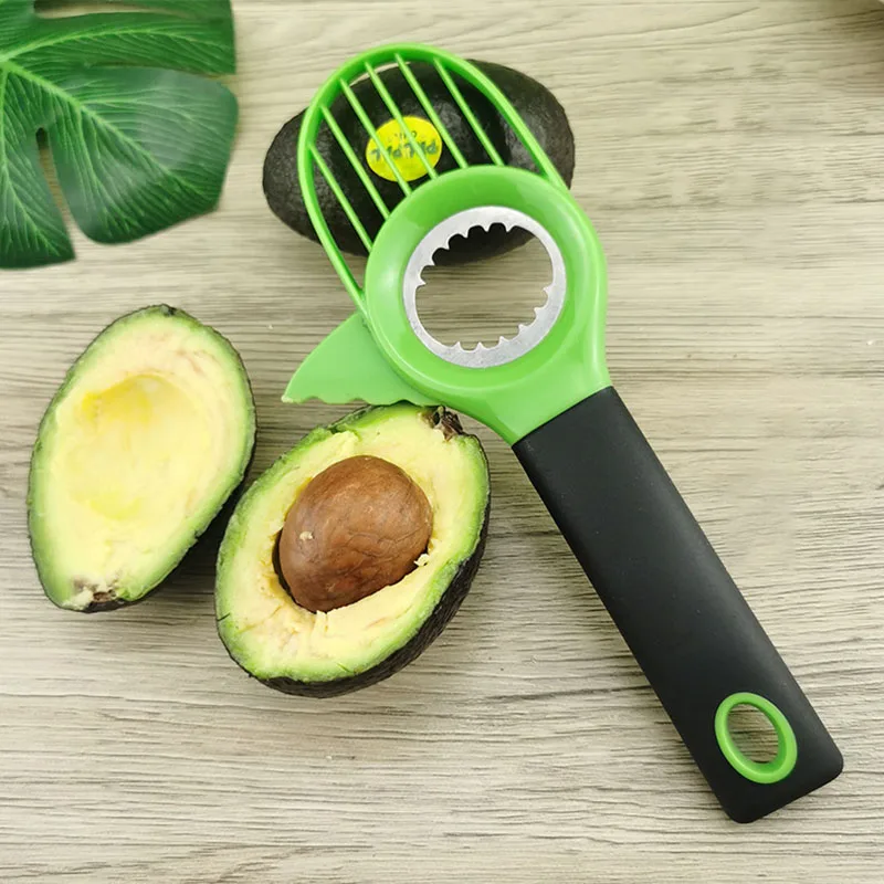 

3 в 1, ярко-зеленые полипропиленовые/ТПР нож для авокадо, Многофункциональные бытовые кухонные аксессуары