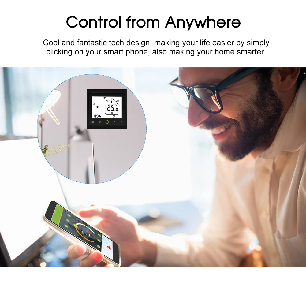 Термостат для водяного/газового котла умный Wi Fi регулятор температуры работает