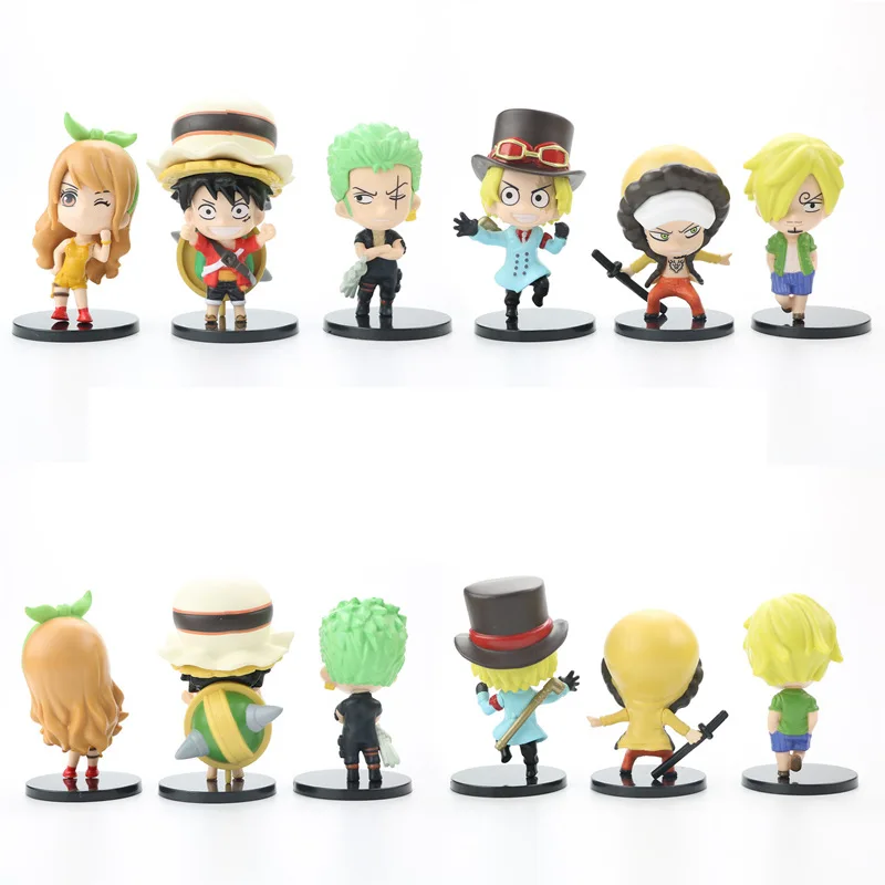 

6pcs/set anime One Piece figurine Q ver. Roronoa Zoro figure Luffy Sabo Sanji Action Figure Collection Model Toys doll 9-10CM