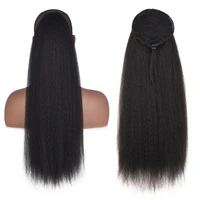 22 inch long yaki straight ponytail synthetic kinky straight drawstring ponytail hair extension for blackwhite women