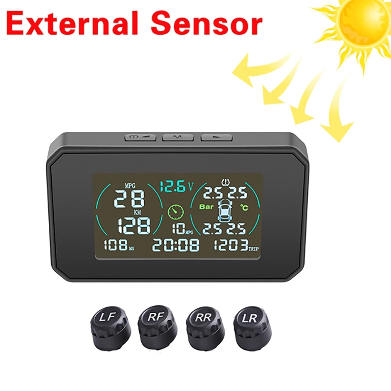 

Car Multifunction OBD HUD Solar Power Tyre Pressure Monitoring System Auto Security Alarm Systems Head Up Display B05