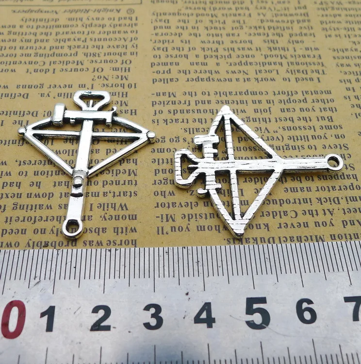 

6pcs Jewelry Making Supplies Antique Silver Color Bow And Arrow Charms 34x40mm