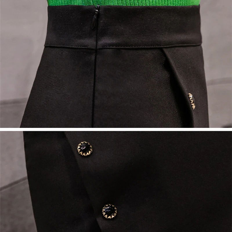 

S-5XL Spring Summer 2021 New Fashion Women A-line Skirt Open Slit Buttont Sexy Skirt Casual Stretch Fabric Cute Skirt