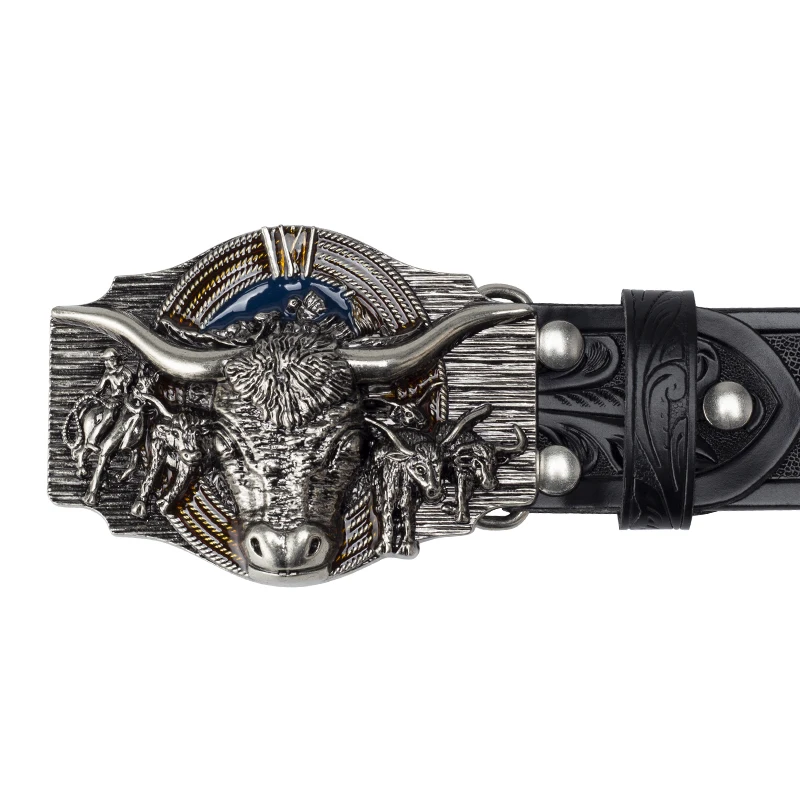 

Cow Pattern Belt Genuine Leather Leisure Cowboy Big Agio