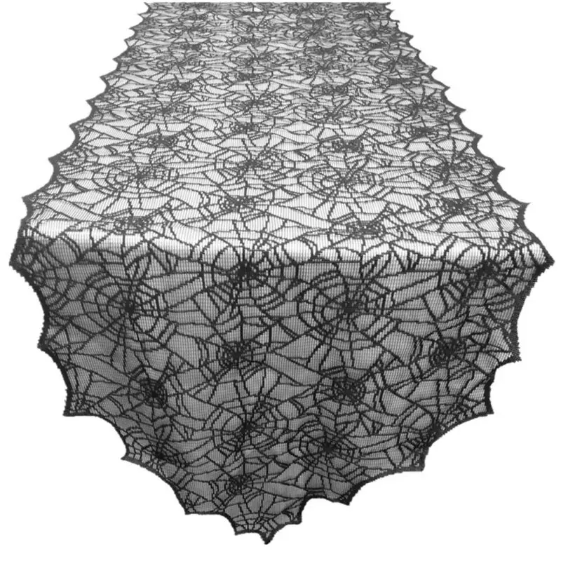 Украшение на Хэллоуин Настольная дорожка Черная кружевная скатерть в виде