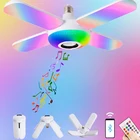 Светодиодный ночник с четырьмя листами, музыкальная лампа с Bluetooth, цветной интеллектуальный аудио складной светильник с дистанционным управлением, потолочный светильник для дома