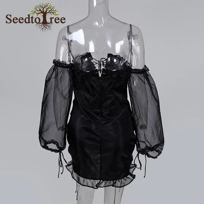 Сетчатое дизайнерское платье со шнуровкой и рюшами женское Бандажное облегающее