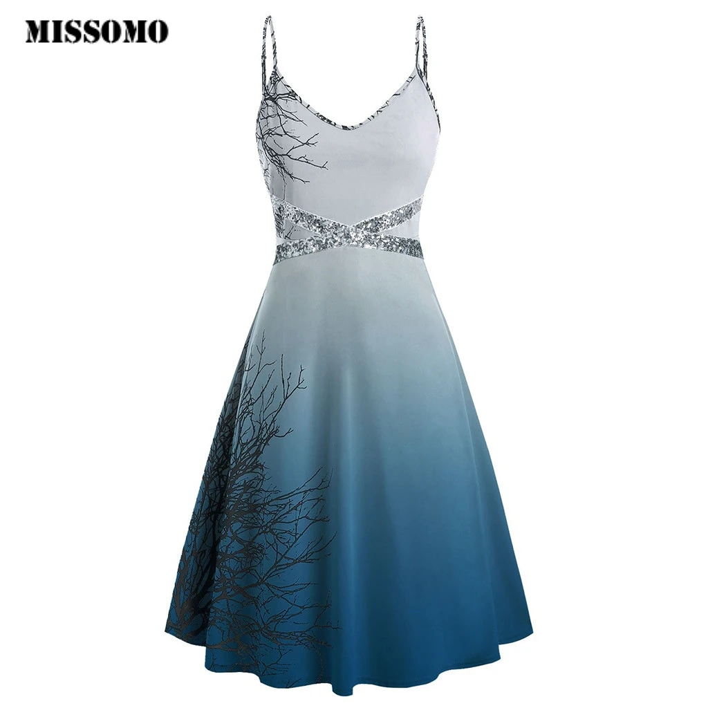 MISSOMO/платье больших размеров женские платья на Хэллоуин с блестками принтом без