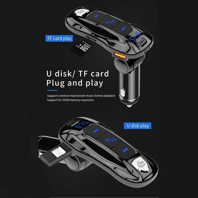 Новый складной автомобильный FM Bluetooth передатчик 5 0 MP3 музыкальный плеер PD3.0