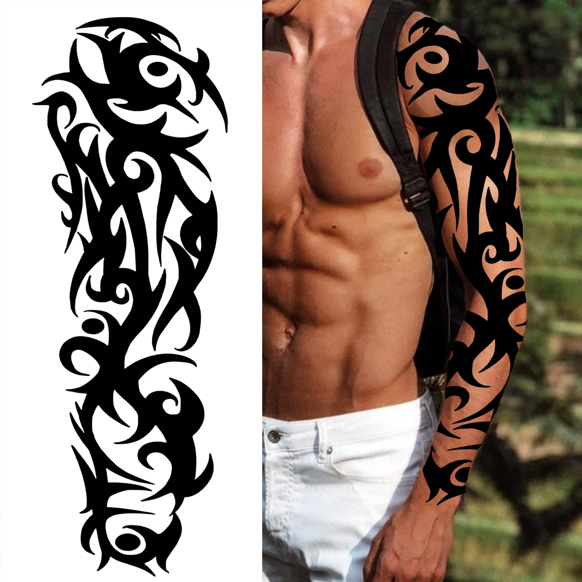 Тату наклейка с рогами для мужчин и женщин временная татуировка черным