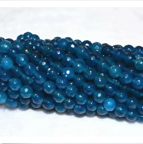 Новые 6 мм граненые синие чернила Апатит Круглые драгоценные камни россыпью