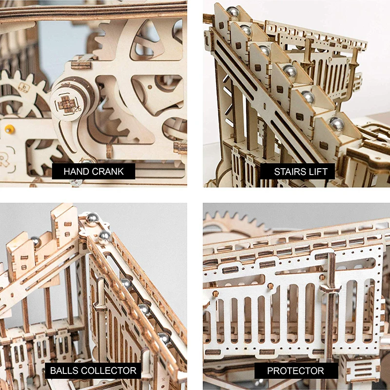 ROKR мраморная гоночная Беговая лабиринт шары трек DIY 3D деревянная головоломка модель американских горок строительные наборы игрушки для детей Прямая поставка