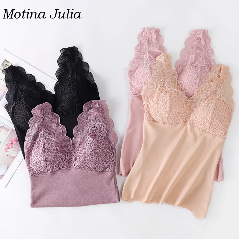 Женское бархатное нижнее белье Motina julissa теплый базовый топ с кружевными