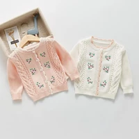 2022 autumn new baby sweater flower embroidery knit cardigan for girls princess coat infant knitted sweater tops kids jacket